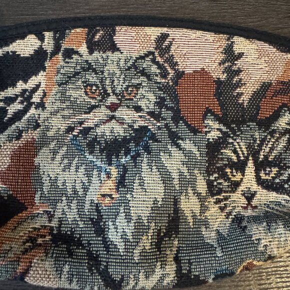 vintage Maggi B Tapestry Cats Zippered lined pouch - Picture 2 of 12
